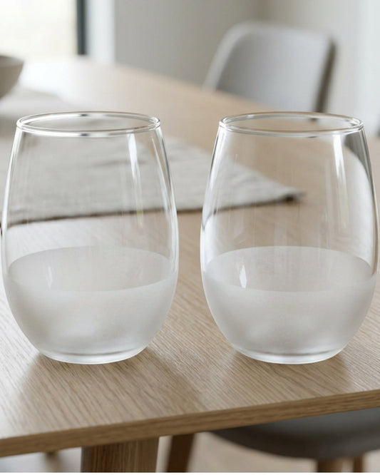Skvhf Frostband Stemless Wine Glasses 16 oz Clear Set of 2 - Lifestyle view