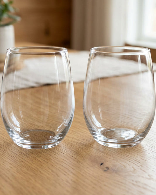 Skvhf Haloform Stemless Wine Glasses 15 oz Clear Set of 2 - Lifestyle view