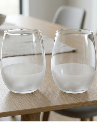 Skvhf Frostband Stemless Wine Glasses 16 oz Clear Set of 2 - Lifestyle view