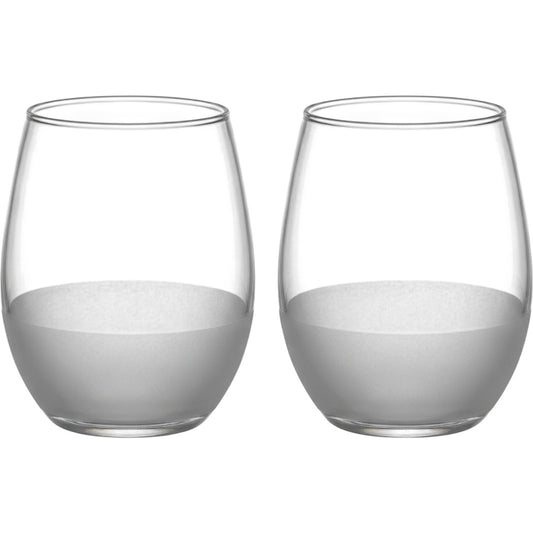 Skvhf Frostband Stemless Wine Glasses 16 oz Clear Set of 2 - Product view