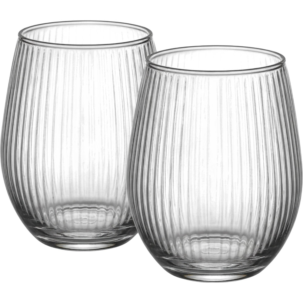 Skvhf Ribbed Stemless Wine Glass Set 2 14 oz