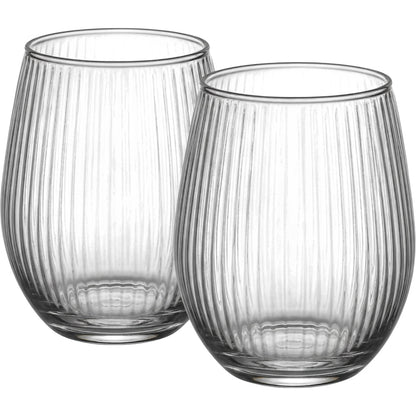 Skvhf Ribbed Stemless Wine Glass Set 2 14 oz