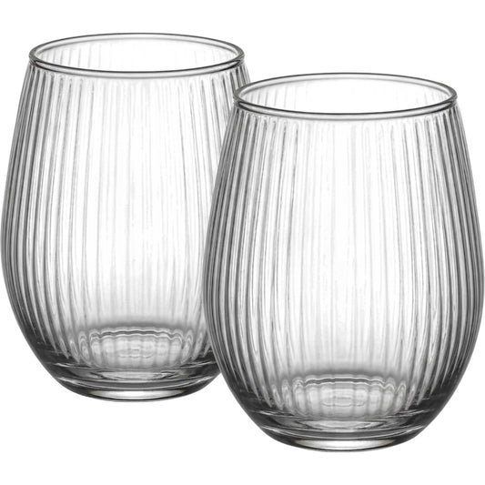 Skvhf Ribbed Stemless Wine Glass Set 2 14 oz