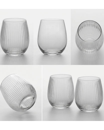 Skvhf Ribbed Stemless Wine Glass Set 2 14 oz