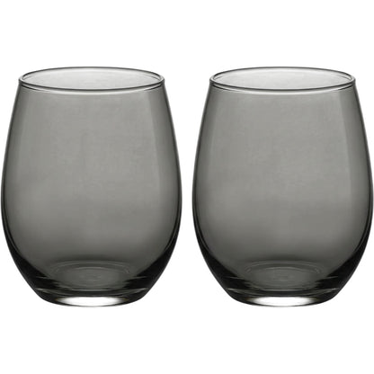 Skvhf Smoke Gray Stemless Wine Glass Pair 16 oz