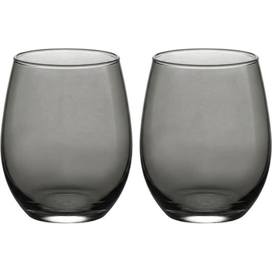 Skvhf Smoke Gray Stemless Wine Glass Pair 16 oz