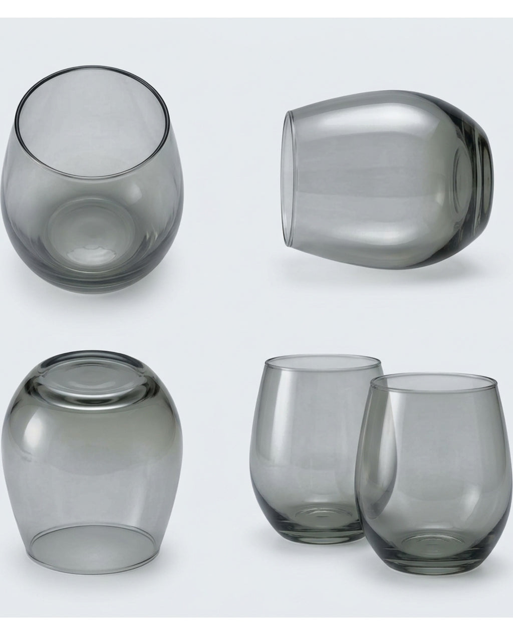 Skvhf Smoke Gray Stemless Wine Glass Pair 16 oz