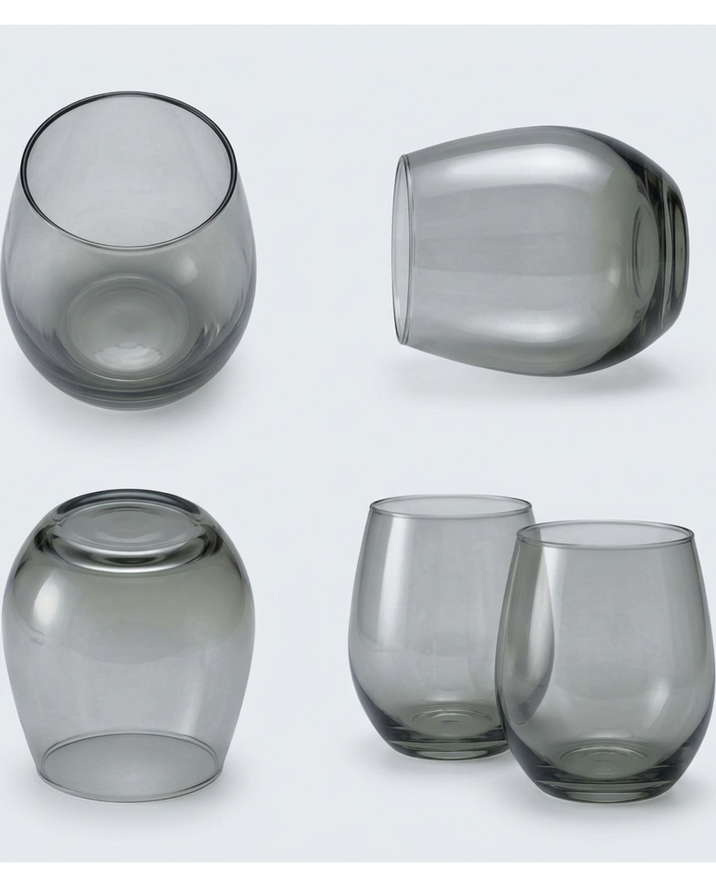 Skvhf Smoke Gray Stemless Wine Glass Pair 16 oz